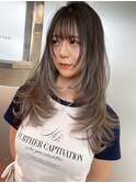 韓国ヘアーハッシュカットレイヤーカットグレージュブリーチ無し