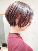 say.黒髪ボブルフネビージュ小顔ワンレン前髪なしショート透明感