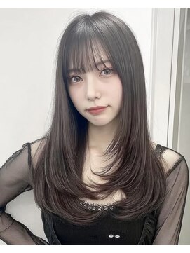 オンク 新宿(onk) 黒髪/グレーベージュ/レイヤーロング/前髪パーマ[新宿駅]