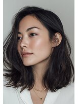 フラッグ(flag)&nbsp;水素ケアカラー×素髪風ミディ｜潤いと艶のナチュラルスタイル