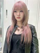 ノラ シンディ(NORA CYNDY) レイヤーカット韓国ロングハッシュカットピンク裾カラー似合わせ