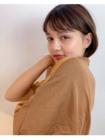 グッデイ ヘアー(GOOD DAY HAIR)&nbsp;ミニボブ 毛先パーマ　黒髪 シアーグレージュ　くすみベージュ