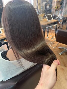 ジーナ 博多(Zina) 【Zina】艶カラー/カーキグレージュ/フェザーバング20代30代40代