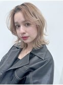 10代・20代【大人可愛い前髪なしレイヤーボブ/ブロンドカラー】