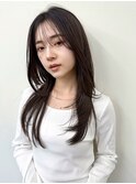 ロングレイヤーシースルーバング顔まわり