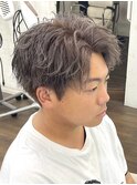 メンズパーマシャドウパーマセンターパートメンズマッシュウルフ