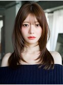 美髪ミディアムレイヤーカットトリートメントロングレイヤー小顔