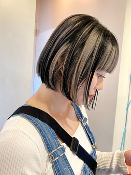 ルーム(Loom.) デザインカラーコントラストハイライト切りっぱなしボブ