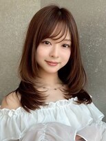 ロンド リリー 銀座(Lond Lily)&nbsp;グレージュブラウン/ミディアムレイヤー/韓国巻き/顔周りカット