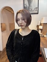スーリール 福岡別府店(Sourire) ラベンダーベージュ ボブ ショートヘア ブリーチカラー 10代20代