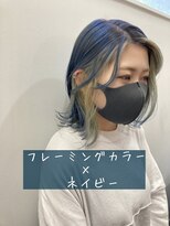 ラフ 原宿(L.a.a.g.f harajuku) フェイスフレーミング イヤリングカラー ネイビー ブロンド@原宿