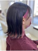 ピンクインナーカラー/ボブ/ハイトーンカラー