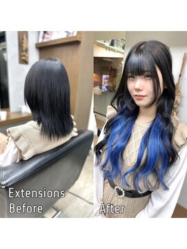 ディア(.eer) 黒髪にも合う★インナーカラー×シールエクステ/ブルーブラック