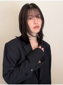 小顔前髪顔周りレイヤー×グレージュカラー デザインカラー