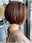 大人ショート/ショートボブ/ピンクブラウン/ブリーチなしカラー