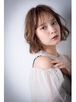 カバーヘア ブリス 上尾西口店(COVER HAIR bliss) ミルクティーカラー乾かすだけ切りっぱなしボブv上尾20代30代