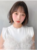 デザインカラーモテ髪うる艶髪セミディサイドバング美髪艶感
