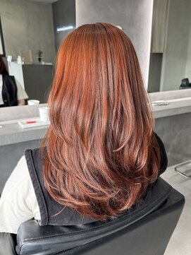 トーン(tone) レイヤーたっぷり/オレンジカラー/ロングレイヤー/韓国風カット