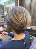 明るい白髪染めショート編