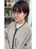 大人マッシュ丸みショートヘア×赤みブラウン襟足すっきり