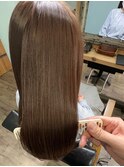 艶髪/つやつやストレート/グレージュカラー/30代/40代/50代