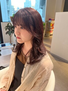アム(amu) ピンクカラー/ピンクブラウン/レイヤーカット/レイヤーロング