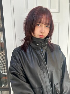 ホネン(honen) レイヤーカット*ブリーチなしチェリーブラウン