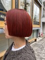 スピークイージー サルーン ビューティースミス(Speakeasy Saloon Beautysmith) ワンブリーチオレンジレッドでワンレンボブ