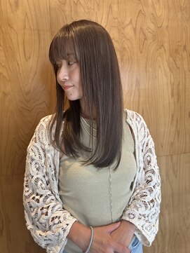 リノア 鵠沼海岸(LINOA) デザインカラー/レイヤーカット/ウェットヘア/オリーブベージュ