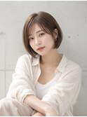 ナチュラルボブ×ワンレン/ミルクブラウン/20代30代40代丸顔池袋