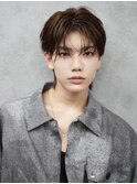 シャドウパーマコンマヘアナチュラルセンターパートツーブロック