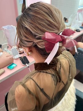 シーズン 大阪(SEASON) 【ヘアセット】アップヘア×リボン