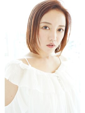 ドラマティックヘア(DRAMATIC HAIR) アプリコットオレンジ×前上がり切りっぱなしボブ