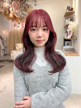 ヴィンスジオ 岐阜駅南(vince gio) 韓国くびれヘア/カシスカラー