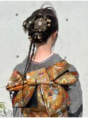 成人式 着付け アップスタイル ロープ編み カチモリ風