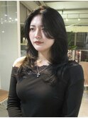 ◯ロングレイヤー/ラベンダーカラー/ハッシュカット