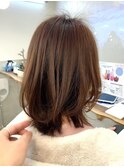 くびれミディアムレイヤーボブ☆髪質改善/艶髪/ベージュ