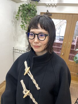 シエン 恵比寿(CIEN) 前髪カット/黒髪ボブスタイル/切りっぱなしボブ/オン眉/外ハネ