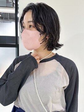 アルバム 池袋(ALBUM) ゆるめパーマ_ハッシュカットフルバングレッドブラウン_ba494481