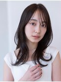 20代30代大人かわいい小顔くびれレイヤーカット黒髪前髪韓国風