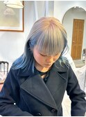 インナーカラー前髪インナーイヤリングカラーハイトーンホワイト