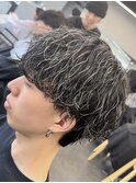 メンズメッシュハイライトカラー太めシャドウパーマ緩めパーマ