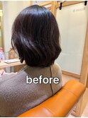 うねりを抑えたまとまる大人ショートボブ　beforeから