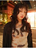 △癖毛風レイヤーパーマウルフパーマブルーブラック