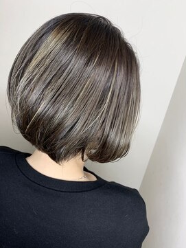 モルニ(MORNI) アッシュグレー_マロンベージュ Aラインボブ かきあげ