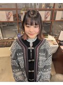 笑顔溢れるピンクベージュ/顔周りレイヤー/外ハネボブ
