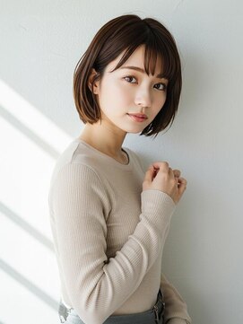 オッジ 西新店(Oggi) ボブ 顔周りカット ブラウンカラー 30代 髪質改善トリートメント