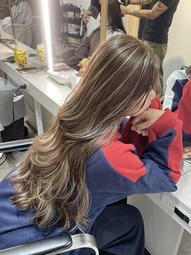 ブレンド 渋谷(BLend) ハイライトカラーくびれヘアアプリコットオレンジ