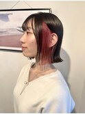 20代30代切りっぱなしボブインナーカラーピンクバイオレット