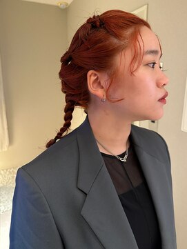 ノラギンザユー(NORA GINZA/U) パーマウルフパーマダブルカラーブラッドオレンジアレンジ20代